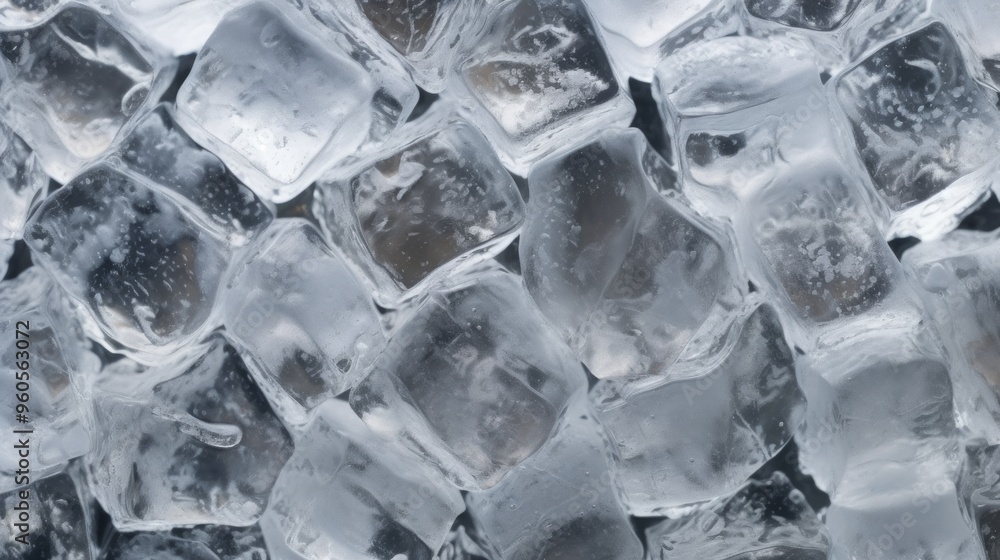 Crystal clear ice cubes as background, top view. Neural network ai generated art Crystal clear ice cubes as background, top view. Neural network ai generated art