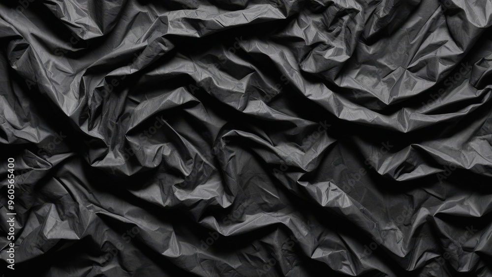 crumpled black plastic texture as background. crumpled black plastic texture as background.
