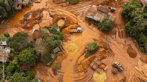 Aerial View of a Gold Mine in the Amazon