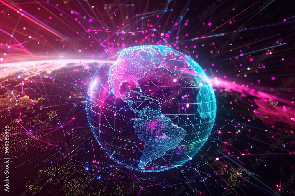 Obraz premium A colorful, glowing, and abstract representation of the Earth,generative ai image