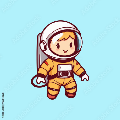 astronaut vector logo design illustration. astronaut mascot logo. Astronaut Boy