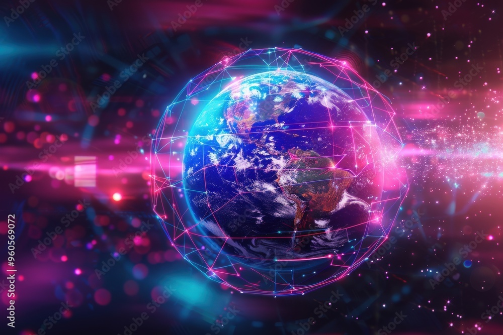 A colorful, glowing, and abstract representation of the Earth,generative ai image A colorful, glowing, and abstract representation of the Earth,generative ai image