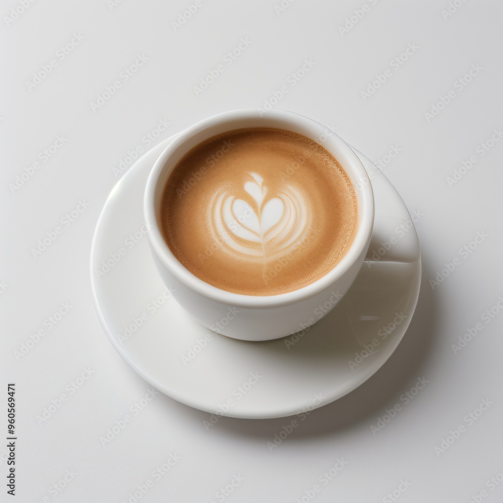 Latte Art in a White Coffee Cup Latte Art in a White Coffee Cup