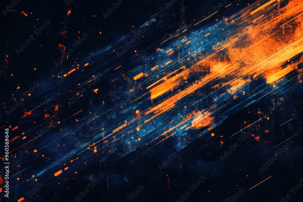 Fototapeta premium Artifacts. Glitch Overlay with Dust Scratches and Distressed Texture on Dark Abstract Background