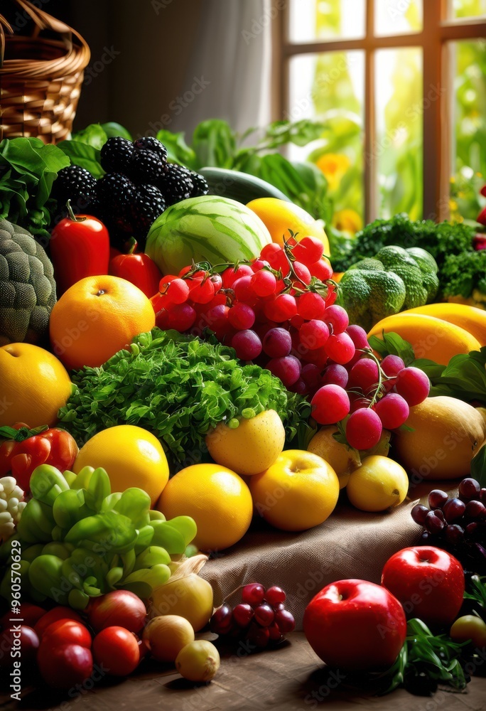 vibrant display fresh varied ingredients showcasing shapes bountiful arrangement, colors, textures, vegetables, fruits, herbs, spices, produce, selection vibrant display fresh varied ingredients showcasing shapes bountiful arrangement, colors, textures, vegetables, fruits, herbs, spices, produce, selection