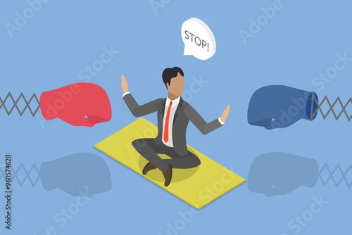 3D Isometric Flat Vector Illustration of Conflict Management, Effective Negotiation Resolution Skills