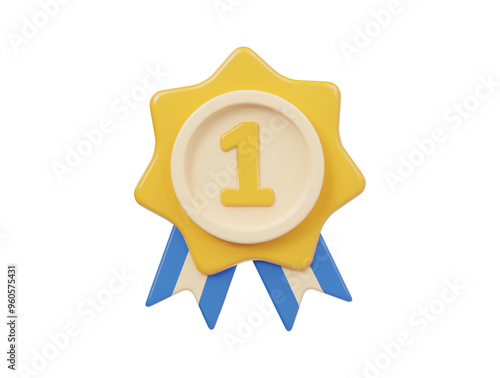 First winner medal icon 3d render illustration