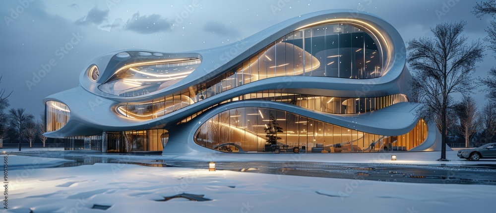 Fototapeta premium Sleek Futuristic Architecture: Innovative Materials in Modern Building Design