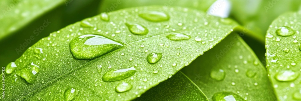 Dew Drops on Green Leaves Macro Photography Dew Drops on Green Leaves Macro Photography