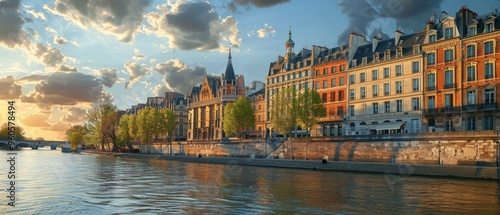 Majestic Historic European Architecture Adorning the Riverbank