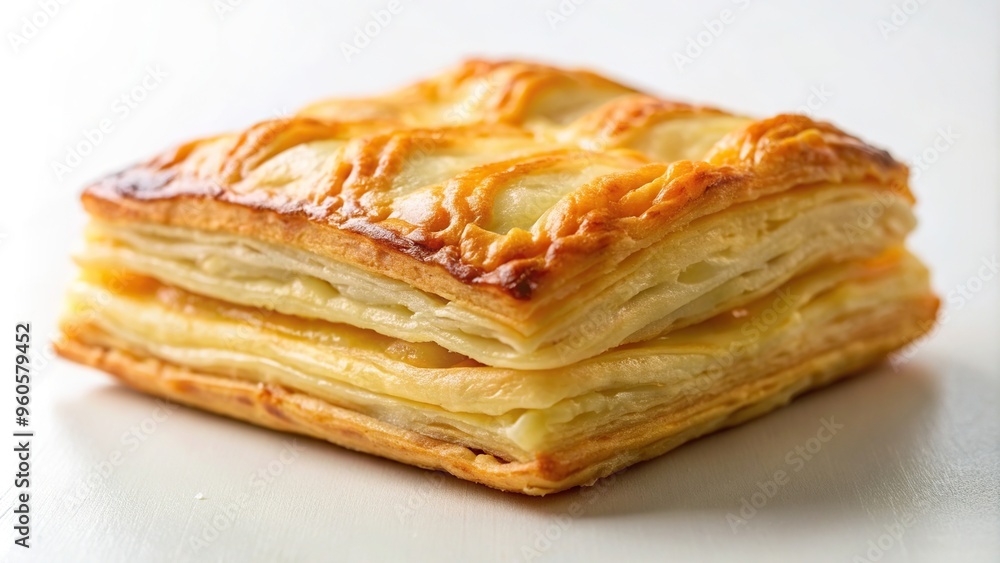 white plate, dessert, puff pastry, delicious, macro shot, flaky, Macro shot of a delicious puff pastry pie plated on a white surface showcasing the flaky layers and golden color white plate, dessert, puff pastry, delicious, macro shot, flaky, Macro shot of a delicious puff pastry pie plated on a white surface showcasing the flaky layers and golden color