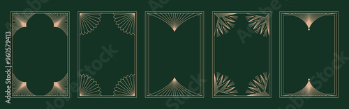 Vector set of design elements and illustrations in simple linear style - boho arch logo design elements and frames for social media stories and posts