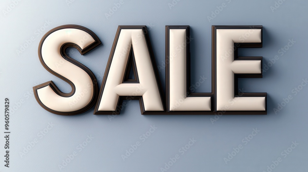 A White Sale Sign Framed in Brown Against a Gray Background A White Sale Sign Framed in Brown Against a Gray Background
