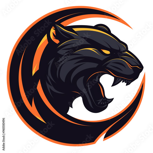 A ferocious panther howling at the moon  logo e-sport variation isolated on a transparent background