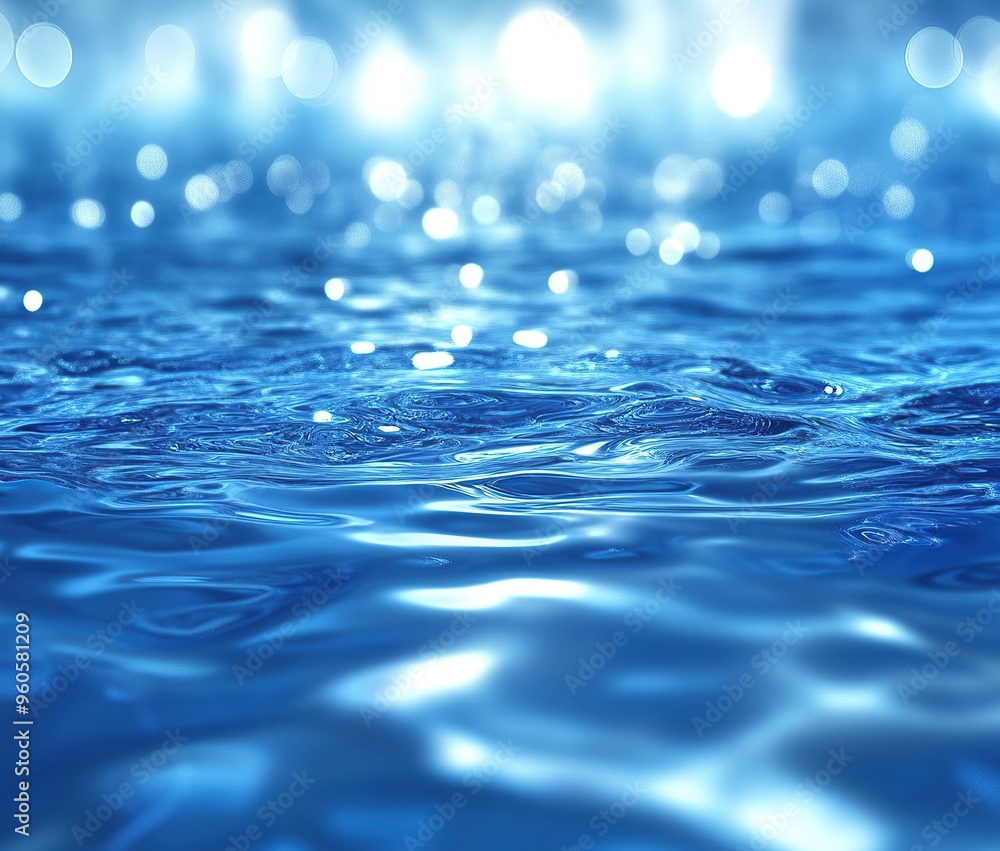 Abstract blue water ripples background, motion blur and bokeh effect Abstract blue water ripples background, motion blur and bokeh effect
