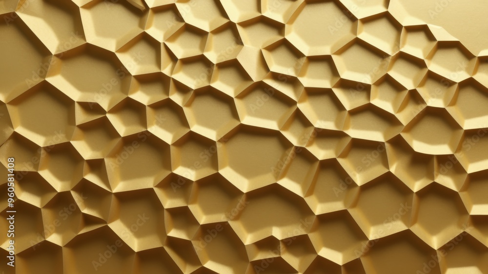 Golden voronoi texture 3D abstract background Golden voronoi texture 3D abstract background