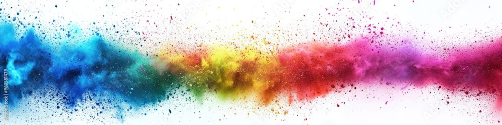 Background. Colorful Rainbow Holi Paint Explosion in Wide Panorama Background. Colorful Rainbow Holi Paint Explosion in Wide Panorama