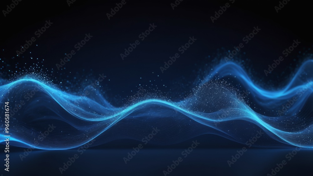 Naklejka premium Blue line wave 3D abstract background