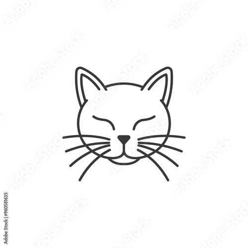 Line Art Illustration of a Sleeping Cats Face