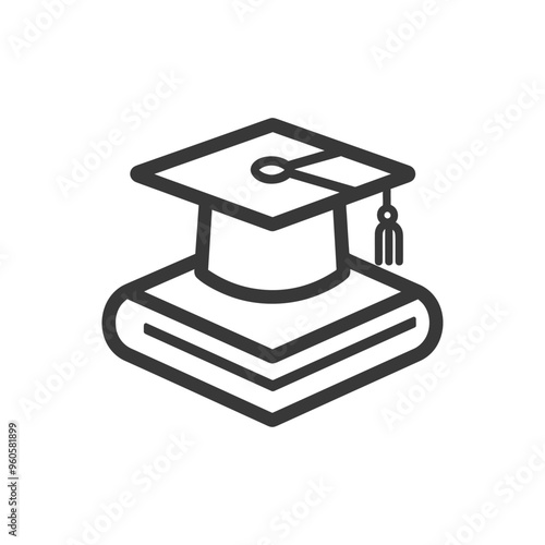 Graduation cap atop stacked books icon