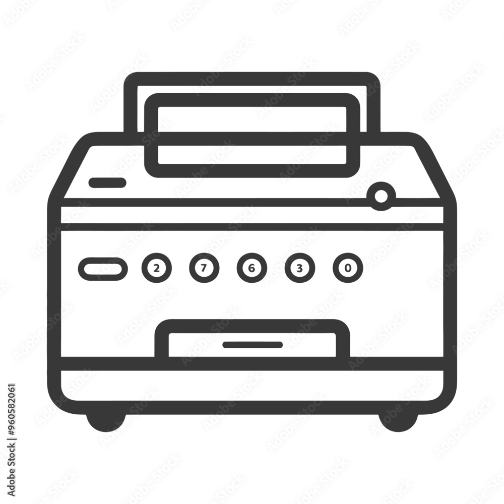 Line Art Illustration of a Printer with a Paper Tray Line Art Illustration of a Printer with a Paper Tray