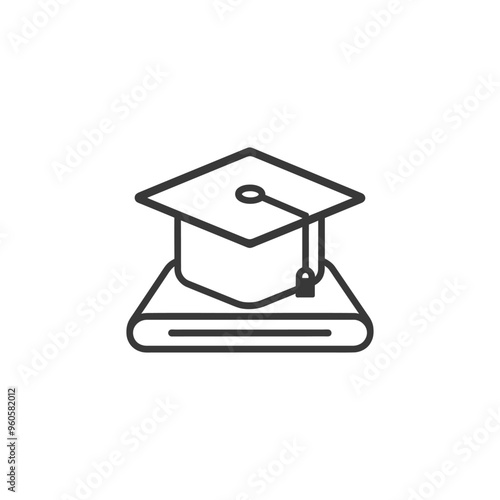 Graduation Cap on Top of a Book Icon