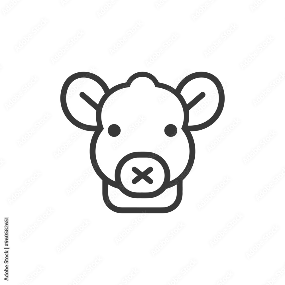 Line art illustration of a sheeps head with a cross over its mouth Line art illustration of a sheeps head with a cross over its mouth