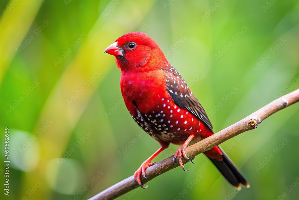 fauna, bird, fauna, vibrant, distance, contemplative, perching,Red Avadavat, feathers, A vibrant Red Avadavat bird perches asymmetrically on a tree branch gazing into the distance fauna, bird, fauna, vibrant, distance, contemplative, perching,Red Avadavat, feathers, A vibrant Red Avadavat bird perches asymmetrically on a tree branch gazing into the distance