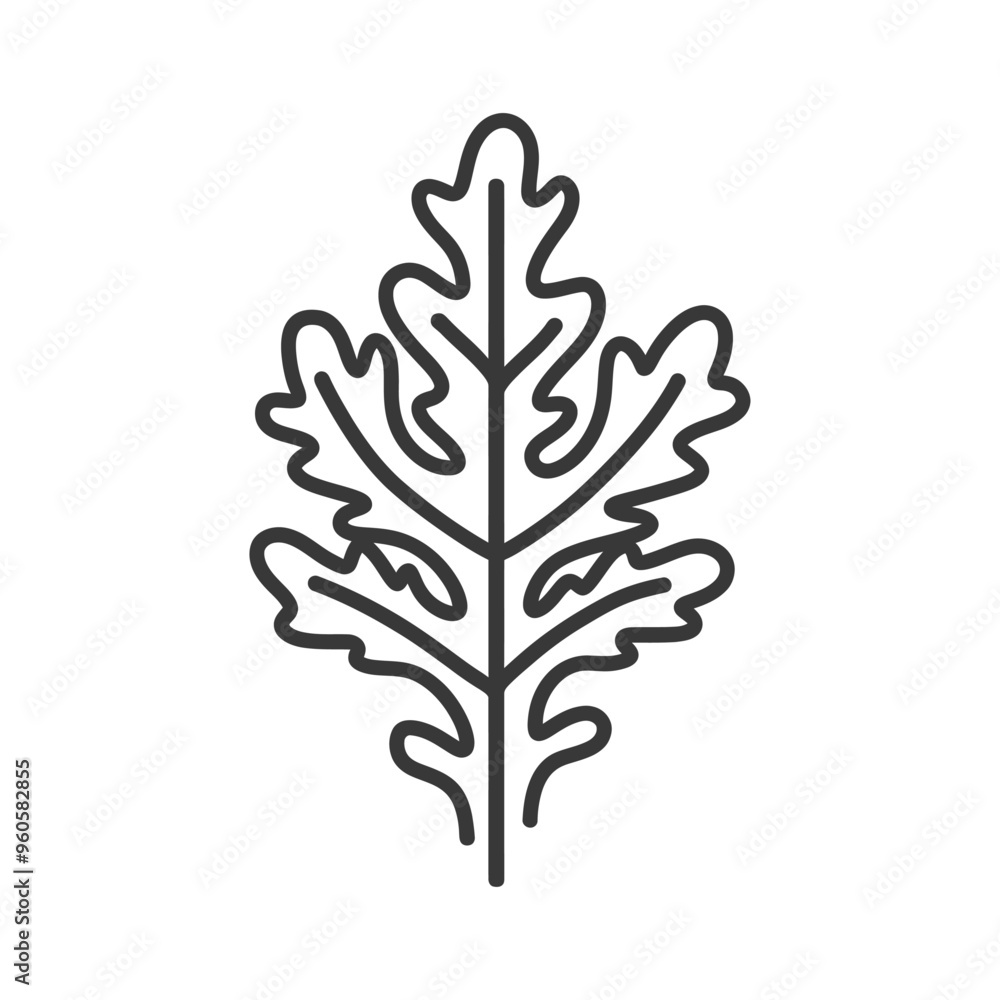 Line art illustration of a simple leaf design Line art illustration of a simple leaf design