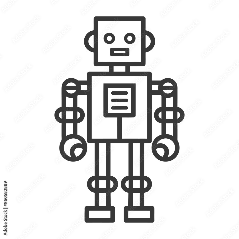 Line Art Illustration of a Simple Robot Line Art Illustration of a Simple Robot