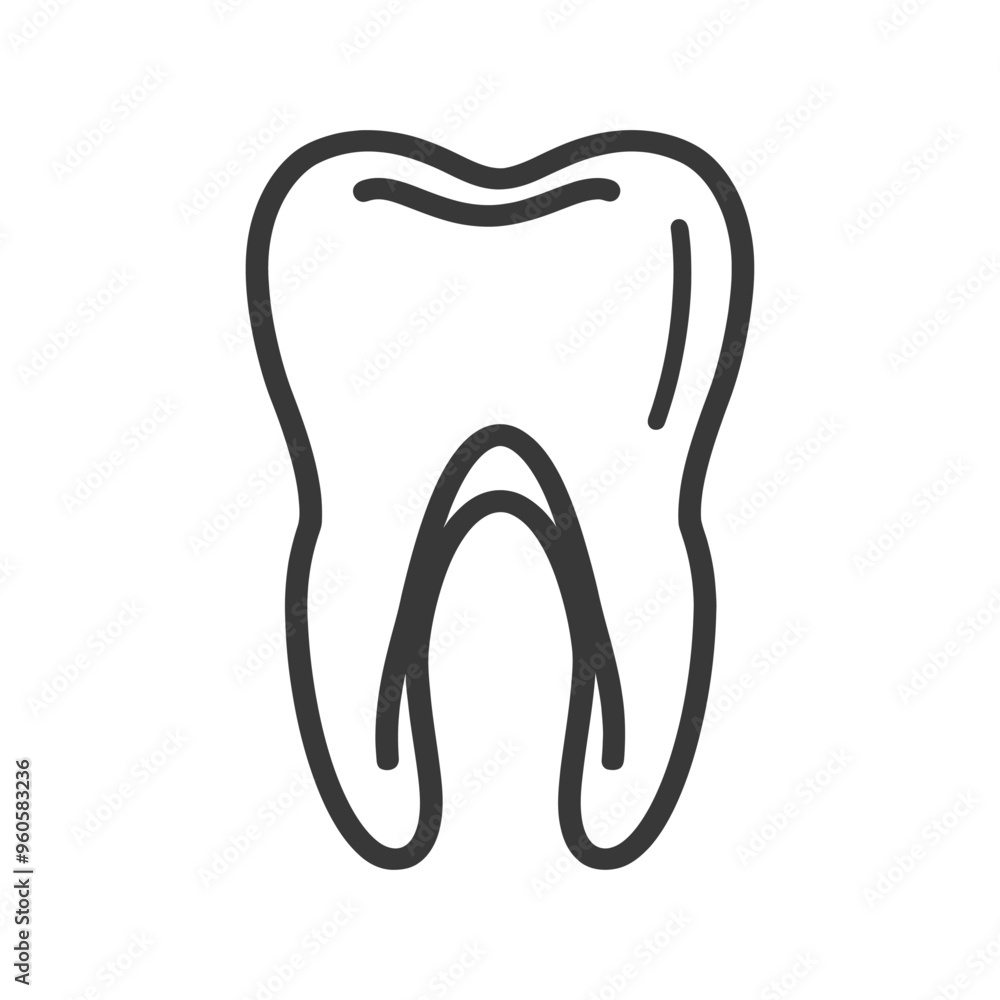 Line art illustration of a single tooth Line art illustration of a single tooth