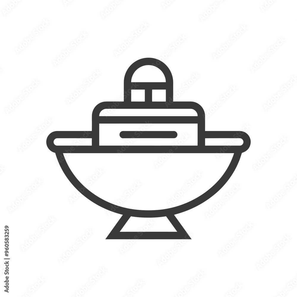 Line art illustration of a sink with a faucet Line art illustration of a sink with a faucet
