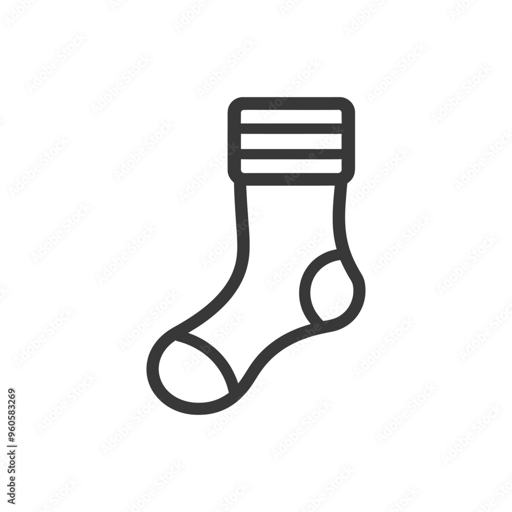 Line Art Illustration of a Single Sock with Stripes Line Art Illustration of a Single Sock with Stripes