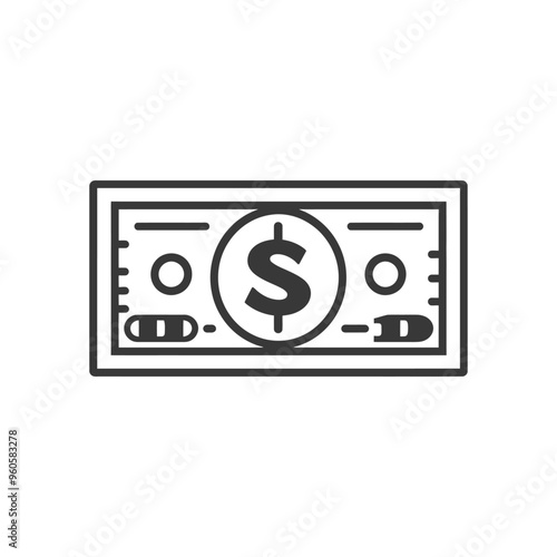 Line art illustration of a single US dollar bill