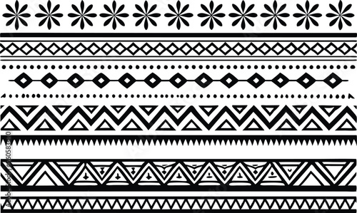 hand drawn border Ethnic for fabric patterns vector illustration