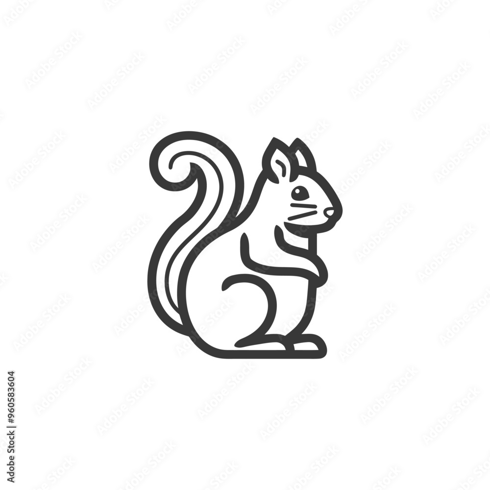 Line art illustration of a sitting squirrel Line art illustration of a sitting squirrel