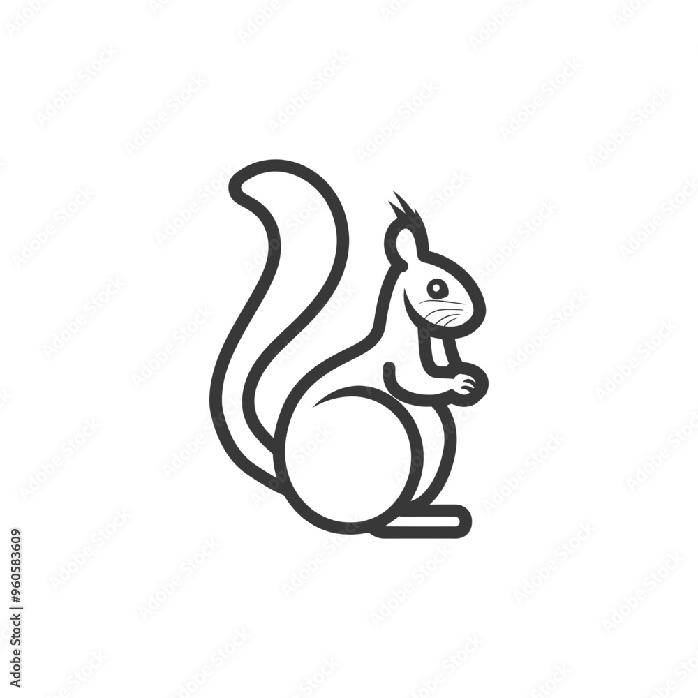 Line Art Illustration of a Sitting Squirrel Line Art Illustration of a Sitting Squirrel