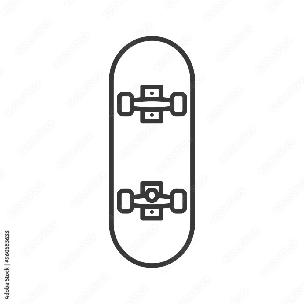 Line Art Illustration of a Skateboard Deck with Trucks Line Art Illustration of a Skateboard Deck with Trucks