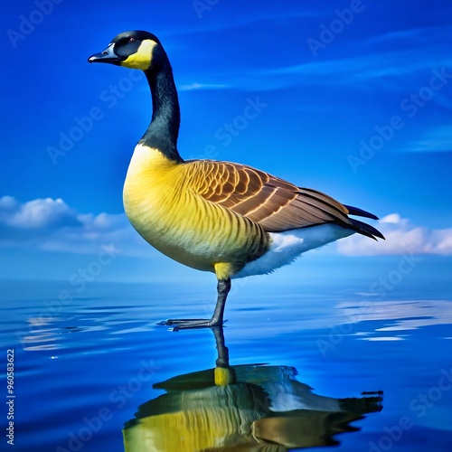 a goose stands on one leg