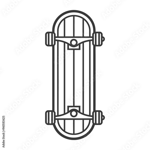 Line Art Illustration of a Skateboard