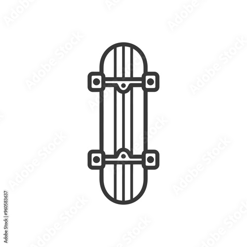 Line art illustration of a skateboard