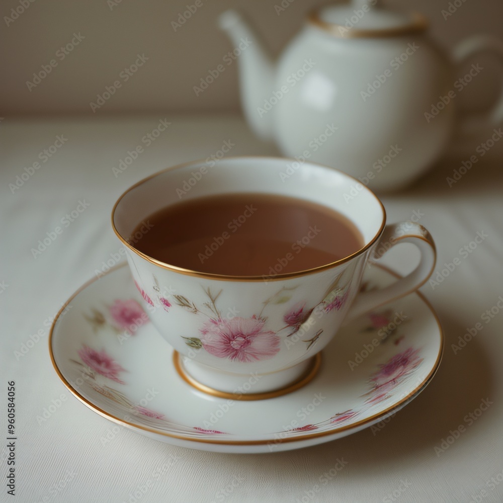 Fototapeta premium Simple Cup of Hot Tea on a White Background
