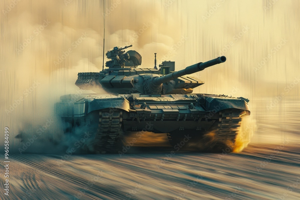 Dynamic Power: Military Tank in Motion Dynamic Power: Military Tank in Motion