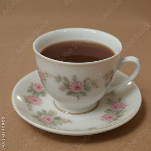 Simple Cup of Hot Tea on a White Background