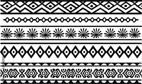 hand drawn border Ethnic for fabric patterns vector illustration