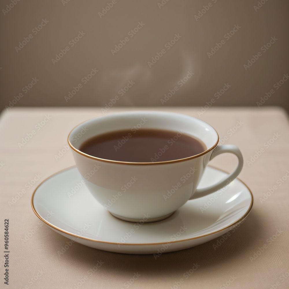 Fototapeta premium Simple Cup of Hot Tea on a White Background