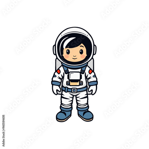 astronaut vector logo design illustration. astronaut mascot logo. Astronaut Boy