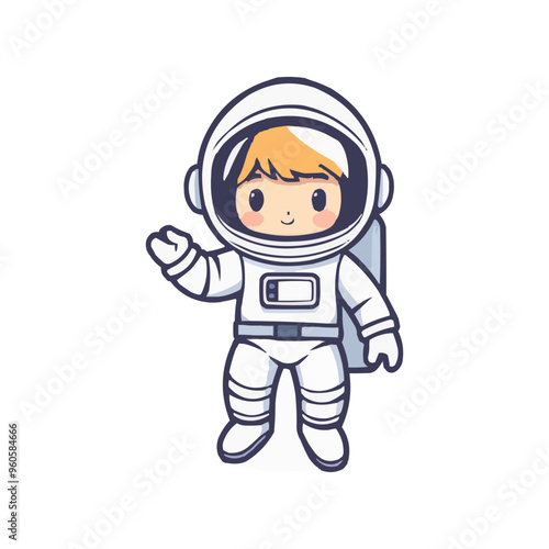 astronaut vector logo design illustration. astronaut mascot logo. Astronaut Boy