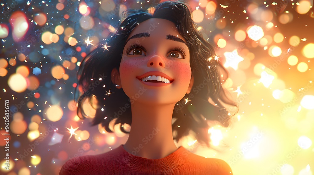 Joyful Girl with Sparkles Joyful Girl with Sparkles