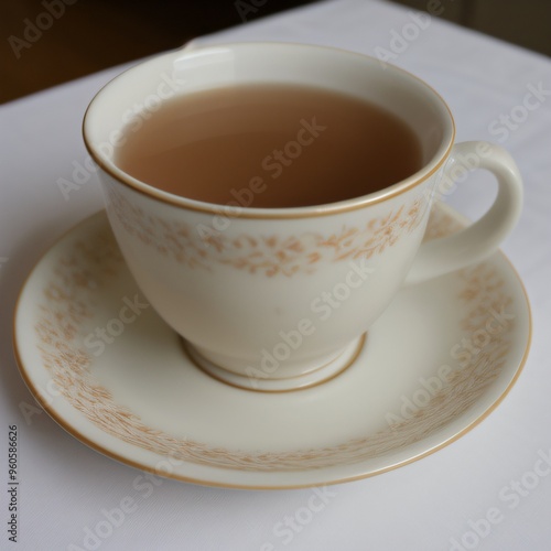 Simple Cup of Hot Tea on a White Background